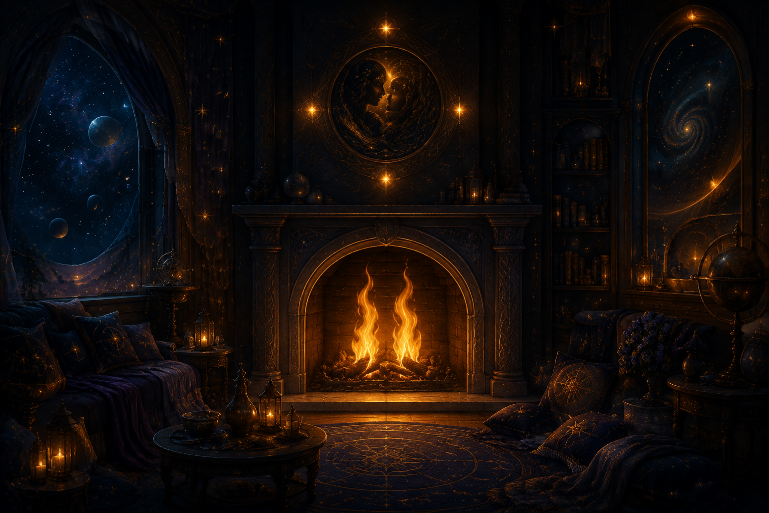 Two steady golden flames burning together in a hearth, a lasting bond built to endure